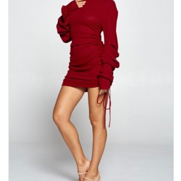 Burgundy mini sweater dress - Picture 2 of 4